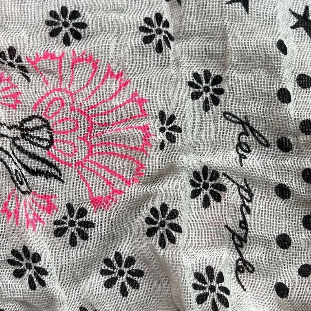 Lightweight White & Pink Floral Cotton Tote Bag